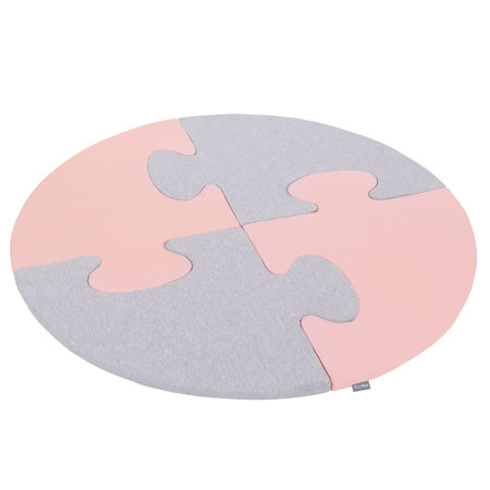 KM-PZLV-KW5 KiddyMoon Puzzles aus Schaumstoff Puzzlespiel Set Spielmatte für Kinder, Rosa/ Hellgrau