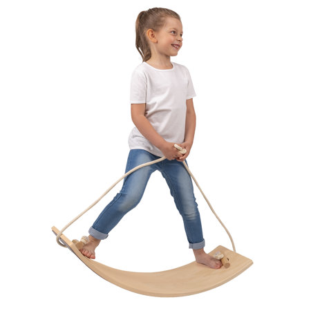 KiddyMoon Balance Board Holz Balancebrett Kinder Gleichgewicht Montessori BB-004, Beige