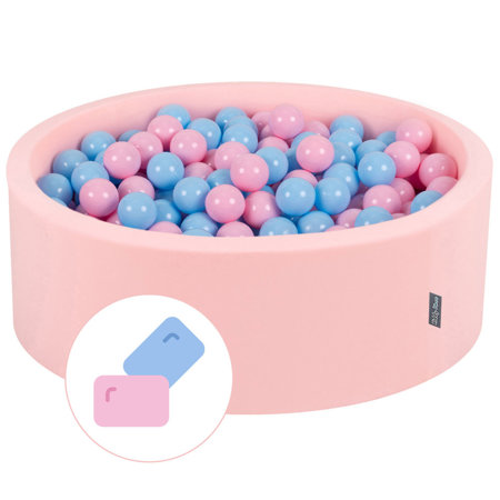 KiddyMoon Bällebad Bällepool mit bunten Bällen 7Cm  für Babys Kinder Rund, Bubblegum: Puderrosa/ Babyblau