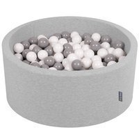 KiddyMoon Bällebad Bällepool mit bunten Bällen 7Cm  für Babys Kinder Rund, Hellgrau: Weiß/ Grau