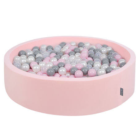 KiddyMoon Rund Bällebad Bällepool 7Cm Ballgruben Bunten Bällen Für Babys Spielbad Kleinkinder, Hergestellt in der EU, Rosa: Perle-Grau-Tansparent-Puderrosa