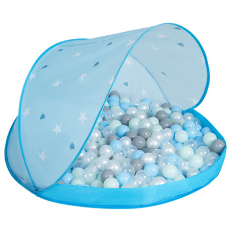 Baby Spielzelt mit Plastikbällen Bällebad Pop Up Zelt Kugelbad Kinder, Blau Schale: Perle-Grau-Transparent-Babyblau-Mint