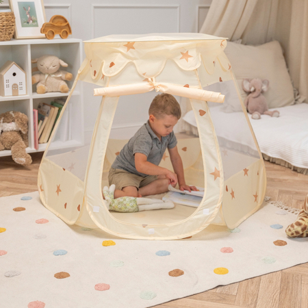 Baby Spielzelt mit Plastikbällen Bällebad Pop Up Zelt Kugelbad Kinder, Hellbeige:  Pastellbeige/ Weiß/ Perle