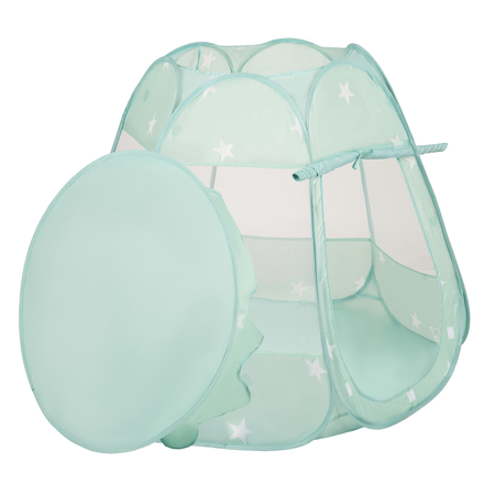 Baby Spielzelt mit Plastikbällen Bällebad Pop Up Zelt Kugelbad Kinder, Minze: Perle/ Grau/ Transparent/ Babyblue/ Minze