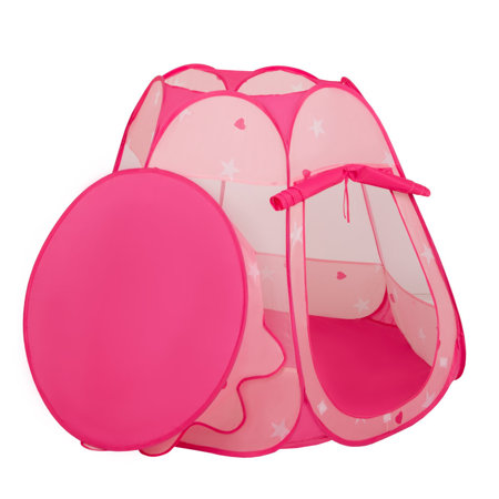 Baby Spielzelt mit Plastikbällen Bällebad Pop Up Zelt Kugelbad Kinder, Pink: Babyblau-Puderrosa-Perle