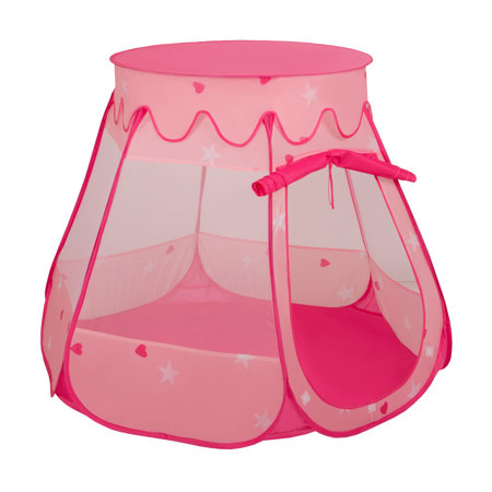 Baby Spielzelt mit Plastikbällen Bällebad Pop Up Zelt Kugelbad Kinder, Pink: Puderrosa-Perle-Transparent