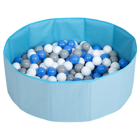 Faltbare Bällebad mit Bälle für Kinder Haustiere Spielbad, Blau: Grau/ Weiß/ Blau