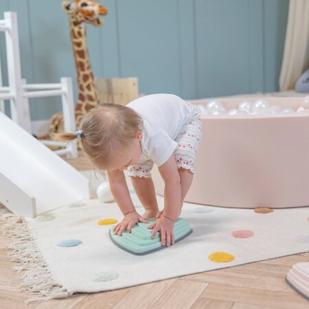 KiddyMoon Balanciersteine für Kinder Flusssteine Babys Hügelkuppen zur Förderung von Balance Balancieren Motorik und Koordination Trittsteine für Kleinkinder Fördert Rutschfester, Bunt