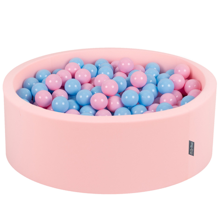 KiddyMoon Bällebad Bällepool mit bunten Bällen 7Cm  für Babys Kinder Rund, Bubblegum: Puderrosa/ Babyblau