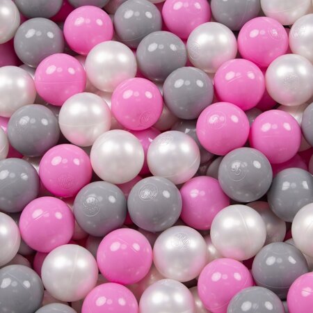 KiddyMoon Bällebad Bällepool mit bunten Bällen 7Cm  für Babys Kinder Rund, Dunkelgrau: Perle/ Grau/ Pink
