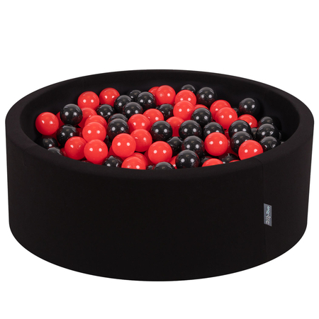 KiddyMoon Bällebad Bällepool mit bunten Bällen 7Cm  für Babys Kinder Rund, Marienkäfer: Schwarz/ Rot