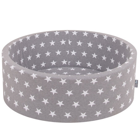 KiddyMoon Bällebad mit Sterne rund, Grausterne: Perle-Mint-Transparent