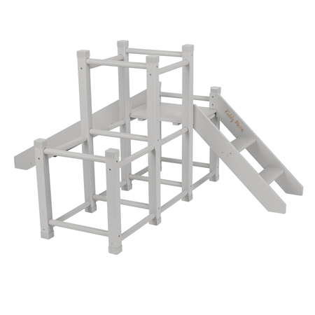 KiddyMoon Holzspielplatz mit Rutsche Kletterturm PG-001, Grau