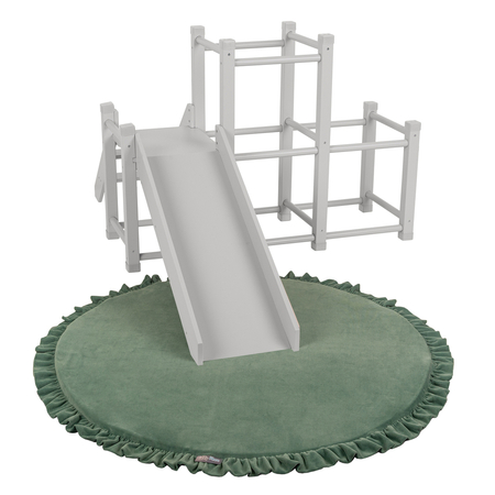 KiddyMoon Holzspielplatz mit Rutsche Kletterturm PG-001, Grau