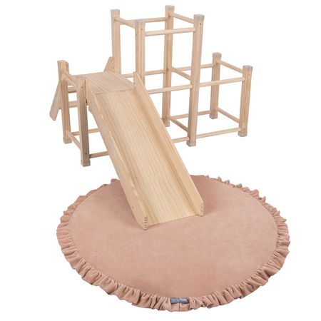 KiddyMoon Holzspielplatz mit Rutsche Kletterturm PG-001, Naturholz