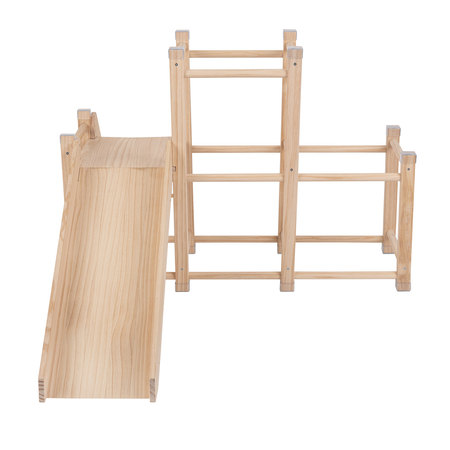 KiddyMoon Holzspielplatz mit Rutsche Kletterturm PG-001, Naturholz