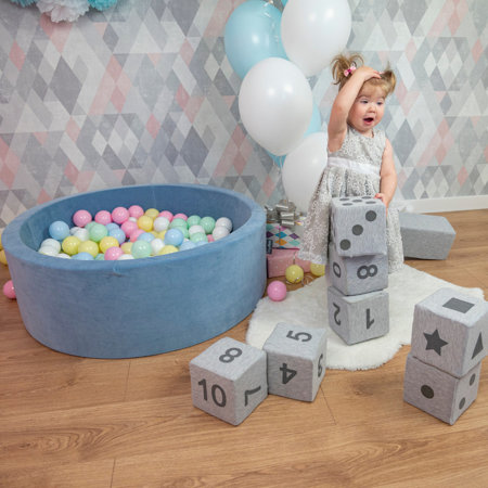 KiddyMoon Kinder Bälle für Bällebad Baby Spielbälle Plastikbälle 7cm Made in EU, Pastellblau/ Pastellgelb/ Weiß/ Minze/ Rosa