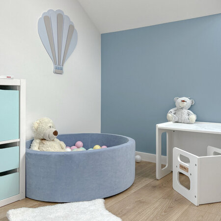 KiddyMoon Kinderzimmer Wanddeko aus Holz, Ballon: Blau/Grau