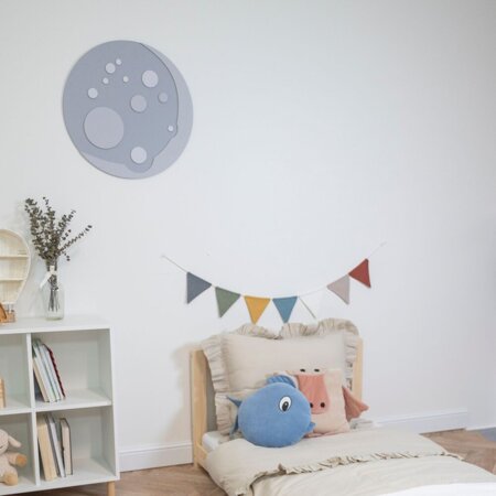 KiddyMoon Kinderzimmer Wanddeko aus Holz, Mond: Grau