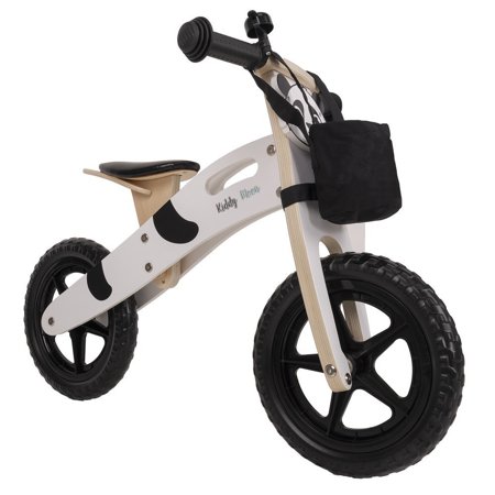 KiddyMoon Laufrad für Kinder Lernlaufrad Tragegriff Tasche Klingel, Schwarz-Weiß