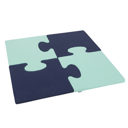 KiddyMoon Puzzles aus Schaumstoff Puzzlespiel Set Spielmatte für Kinder, Dunkelblau/Minze