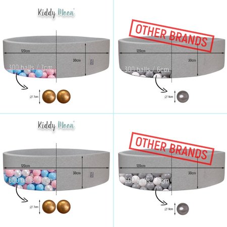 KiddyMoon Rund Bällebad Bällepool 7Cm Ballgruben Bunten Bällen Für Babys Spielbad Kleinkinder, Hergestellt in der EU, Rosa: Puderrosa-Perle-Transparent