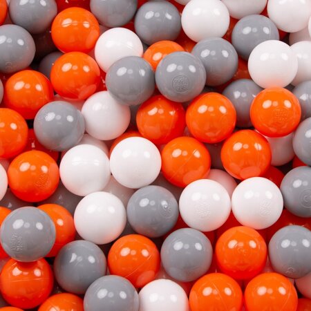 KiddyMoon Rund Bällebad Bällepool 7Cm Ballgruben Mit Bunten Bällen Für Babys Spielbad Kleinkinder, Hergestellt in der EU, Füchse-Grün: Orange/ Grau/ Weiß