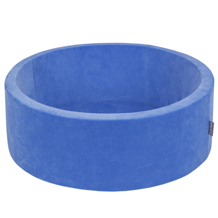 KiddyMoon Rund Bällebad Velvet  7Cm, Heidelbeerdunkelblau:  Grau/ Weiß/ Transparent/ Babyblau