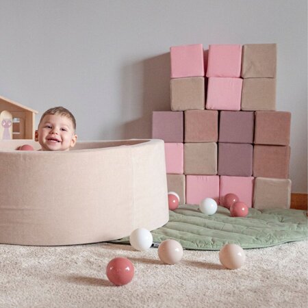 KiddyMoon Schaumstoff Würfel für Baby Weiche Blöcke Schaum Spielzeug Montessori-Spielzeug mit Schaum und viel Spaß für Kinder, Hergestellt in der EU, Blöcke:  Erikafarben-Pink