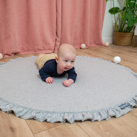 KiddyMoon Spielmatte für Kinder Aus Schaumstoff Montessori Weiche Kindermatte Babymatte Baby Spieldecke Krabbelmatte Schaumstoffmatte Spielzeug Teppich, Hergestellt In EU, Hellgrau