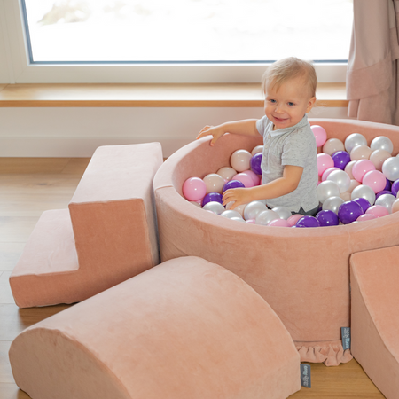 KiddyMoon Spielplatz Aus Schaumstoff Für Babys Hindernisläufen - Fass / Nackenrolle, Hellgrau