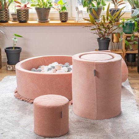 KiddyMoon Spielplatz Velvet Aus Schaumstoff Mit Samt  Für Babys Hindernisläufen - Puff, Wüstenrosa