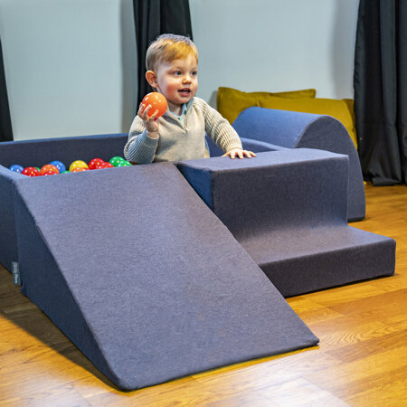 KiddyMoon Spielplatz aus Schaumstoff 3-teiliges Set Hindernisläufen, Dunkelblau