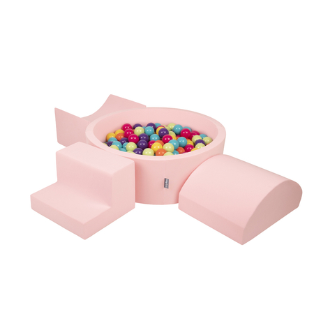KiddyMoon Spielplatz aus Schaumstoff mit Bällebad und Bälle Hindernisläufen, Pink: Hellgrün/ Gelb/ Türkis/ Orange/ Dunkelpink/ Violett