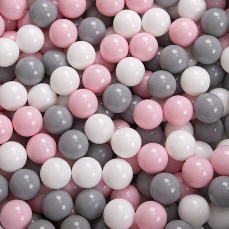 KiddyMoon Spielplatz aus Schaumstoff mit Quadrat Bällebad Bälle Hindernisläufen, Pink: Weiß/ Grau/ Puderrosa