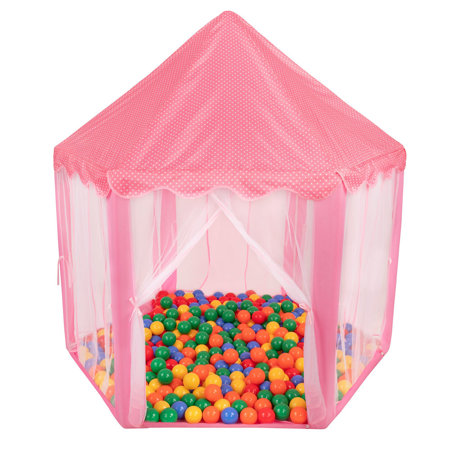 Kinderzelt Prinzessin mit Bälle 6cm Spielzelt für Kinder, Pink:  Gelb/ Grün/ Blau/ Rot/ Orange