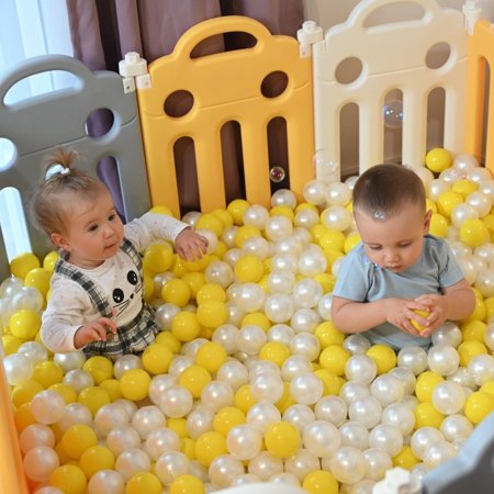 Laufstall für Kinder Laufgitter Spaß Spielen Sicherheit, Weiß-Gelb: Gelb/ Grün/ Blau/ Rot/ Orange