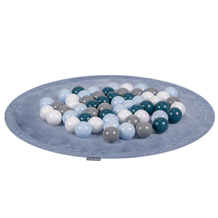 MW-105V-51 KiddyMoon Matte und Sack für Balle und Spielzeuge 2in1 mit Kordelzug, Eisblau:  Dunkeltürkis/ Pastellblau/ Grau/ Weiß