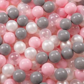 Baby Spielzelt mit Plastikbällen Bällebad Pop Up Zelt Kugelbad Kinder, Pink: Perle-Grau-Transparent-Puderrosa