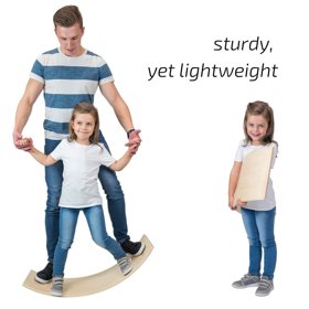 KiddyMoon Balance Board aus Holz für Kinder, Babys Montessori Spielzeug, Gleichgewicht, Balancieren Babys Holzspielzeug, Balancebrett Wackelbrett Gleichgewicht, Grau/ Blau Filz