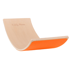 KiddyMoon Balance Board aus Holz für Kinder, Babys Montessori Spielzeug, Gleichgewicht, Balancieren Babys Holzspielzeug, Balancebrett Wackelbrett Gleichgewicht, Natürlich/ Orange Filz