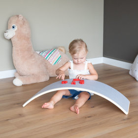KiddyMoon Balance Board aus Holz für Kinder, Babys Montessori Spielzeug, Gleichgewicht, Balancieren Babys Holzspielzeug, Balancebrett Wackelbrett Gleichgewicht, Weiß
