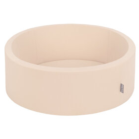 KiddyMoon Bällebad Bällepool mit bunten Bällen 7Cm  für Babys Kinder Rund, Beige: Weiß