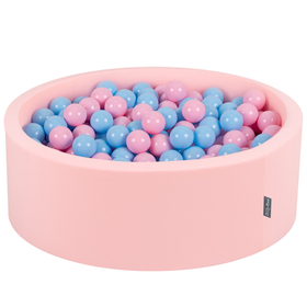 KiddyMoon Bällebad Bällepool mit bunten Bällen 7Cm  für Babys Kinder Rund, Bubblegum: Puderrosa/ Babyblau