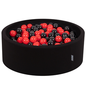 KiddyMoon Bällebad Bällepool mit bunten Bällen 7Cm  für Babys Kinder Rund, Marienkäfer: Schwarz/ Rot