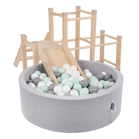 KiddyMoon Holzspielplatz mit Rutsche Kletterturm PG-001, Naturholz