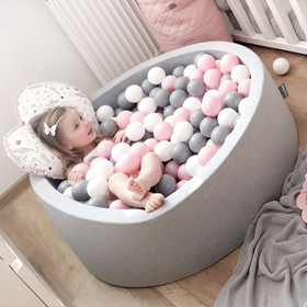 KiddyMoon Kinder Bälle für Bällebad Baby Einfarbige Plastikbälle 7cm Made in EU, Grau