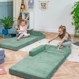 KiddyMoon Kinder Matratzen Aufklappen aus Schaumstoff Kindermatratze Kleinkindmatratze Kinderzimmer Faltmatratze, Grün