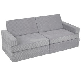 KiddyMoon Kindersofa Aufklappen aus Schaumstoff Spielsofa für Kinder Schlafsofa Kindersessel Kinder Couch Kinder Sofa für Kinderzimmer Kindercouch Faltmatratze Matratzen, Dunkelgrau