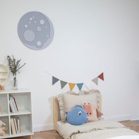 KiddyMoon Kinderzimmer Wanddeko aus Holz, Mond: Grau